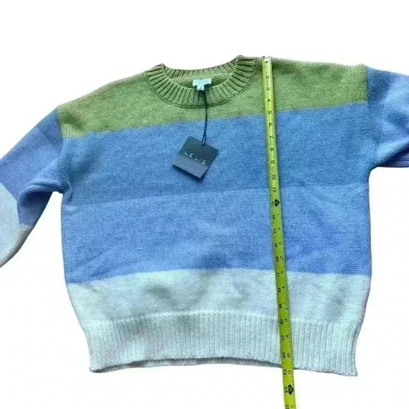 Long Sleeve Crew Neck Striped Block Sweater size S multi-green. Oversized fit - Picture 4 of 5